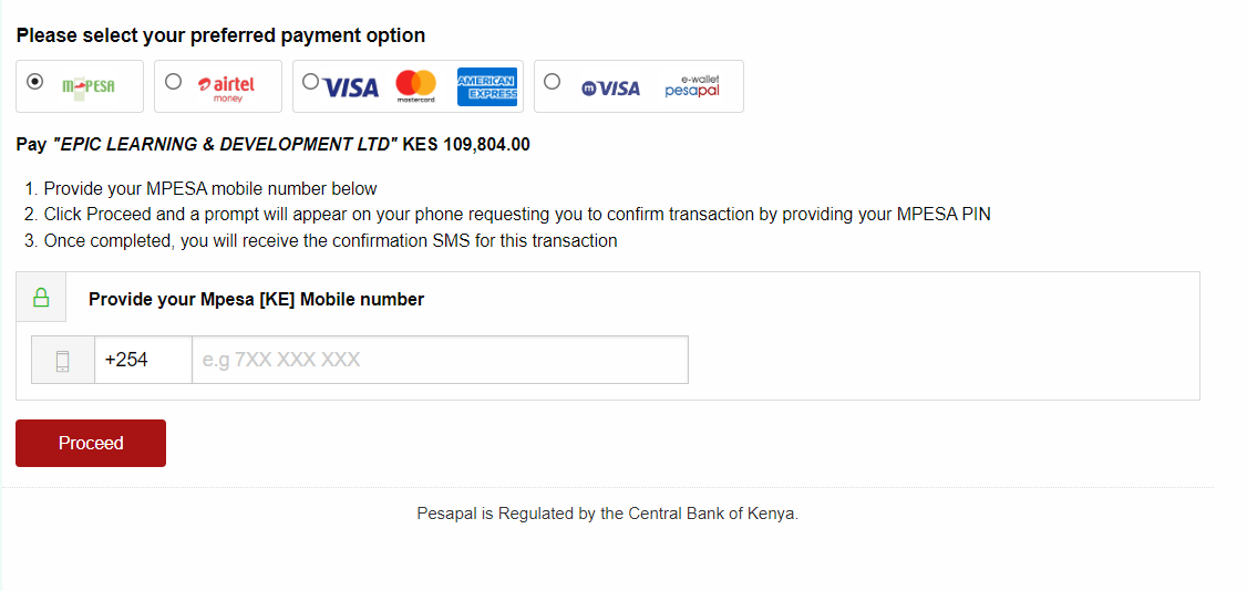 Pesapal Payment